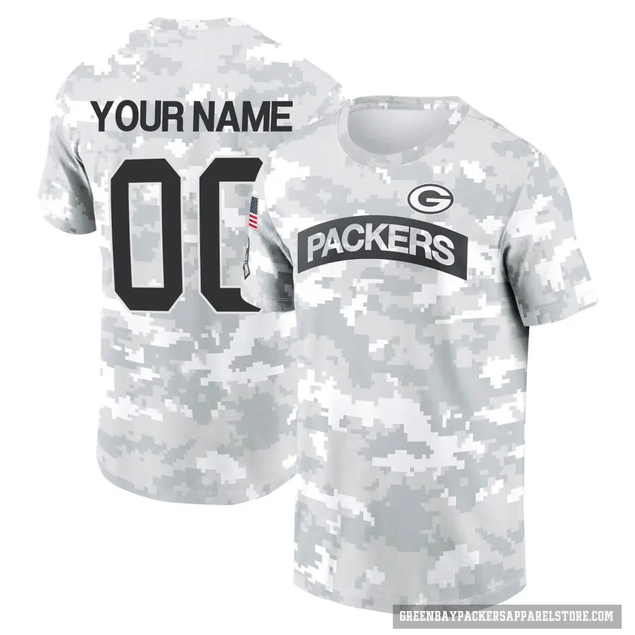 Men's ＃00 Custom Green Bay Packers Camo Arctic 2024 Salute to Service Performance T-Shirt
