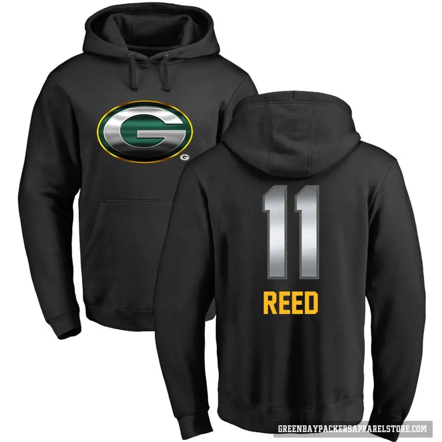 Men's ＃11 Jayden Reed Green Bay Packers Black Midnight Mascot Pullover Hoodie