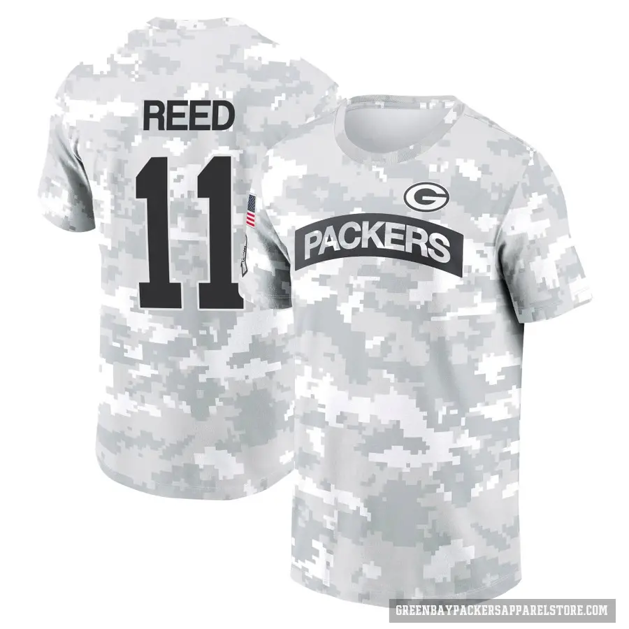 Men's ＃11 Jayden Reed Green Bay Packers Camo Arctic 2024 Salute to Service Performance T-Shirt