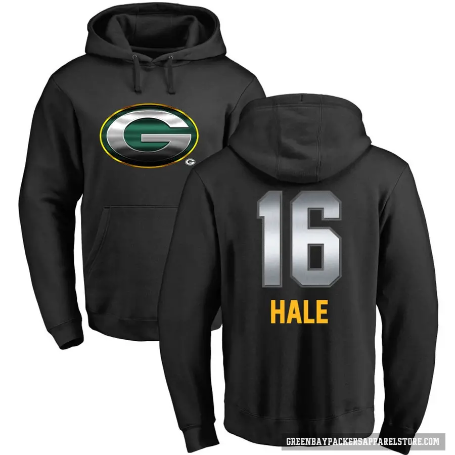 Men's ＃16 Alex Hale Green Bay Packers Black Midnight Mascot Pullover Hoodie