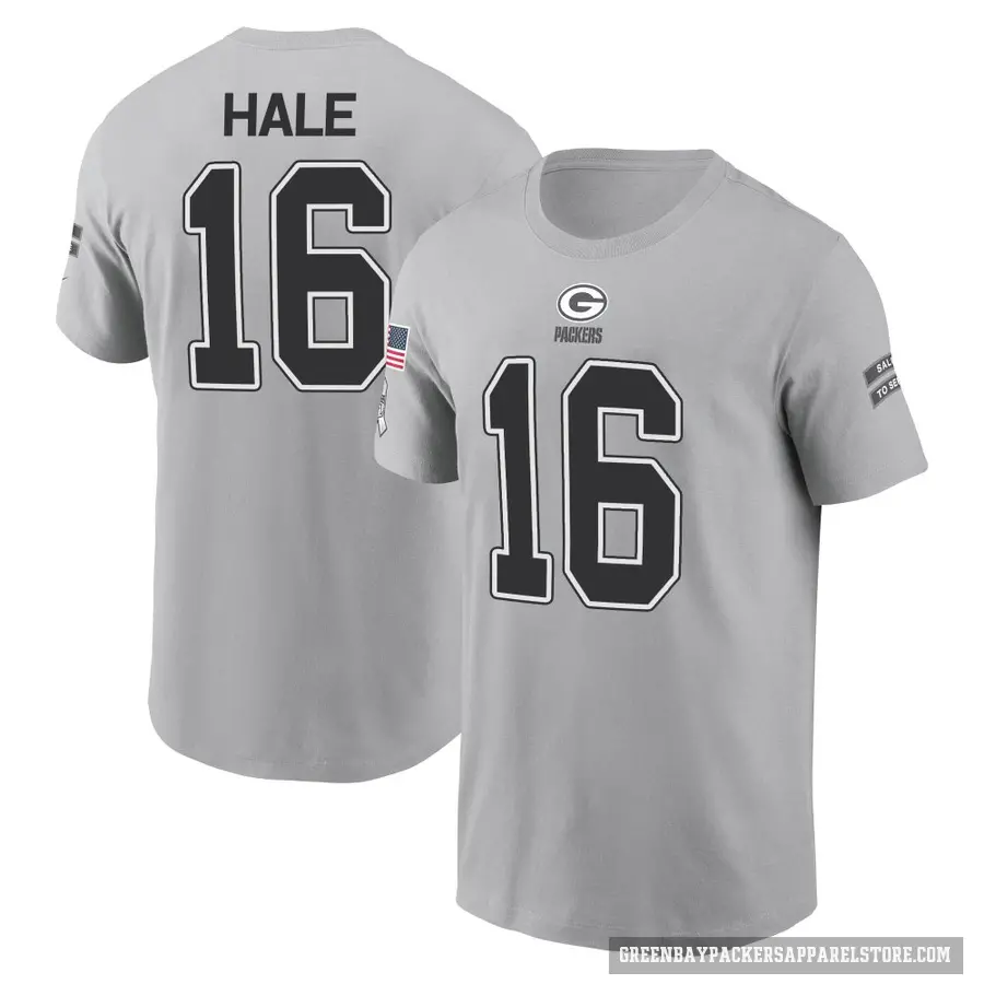Men's ＃16 Alex Hale Green Bay Packers Gray 2024 Salute to Service T-Shirt