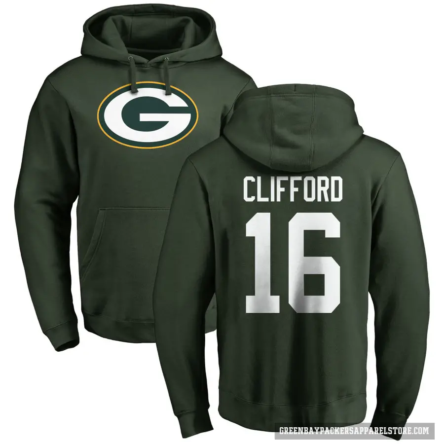Men's ＃16 Sean Clifford Green Bay Packers Green Pro Line Logo Pullover Hoodie