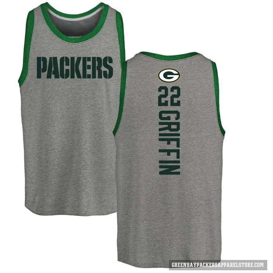 Men's ＃22 Tulu Griffin Green Bay Packers Ash Backer Tank Top