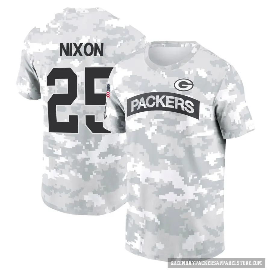 Men's ＃25 Keisean Nixon Green Bay Packers Camo Arctic 2024 Salute to Service Performance T-Shirt