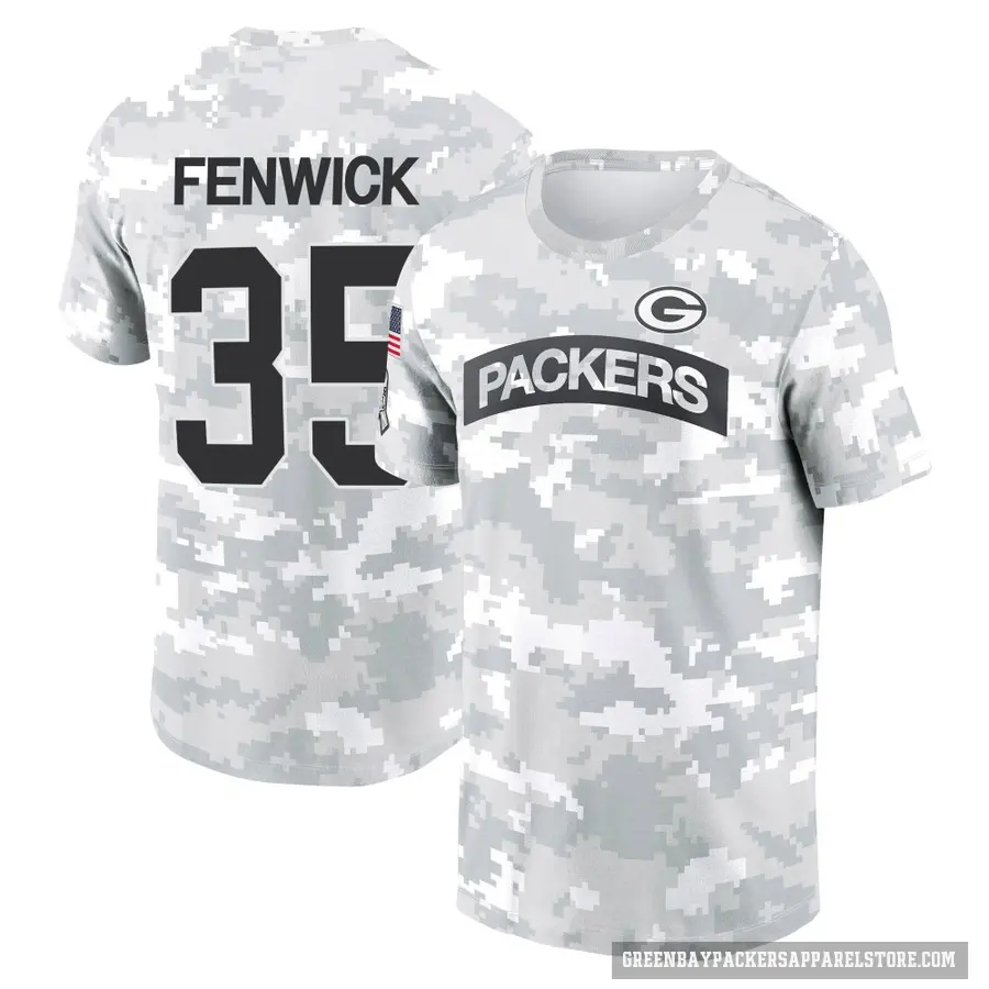 Men's ＃35 Deshaun Fenwick Green Bay Packers Camo Arctic 2024 Salute to Service Performance T-Shirt