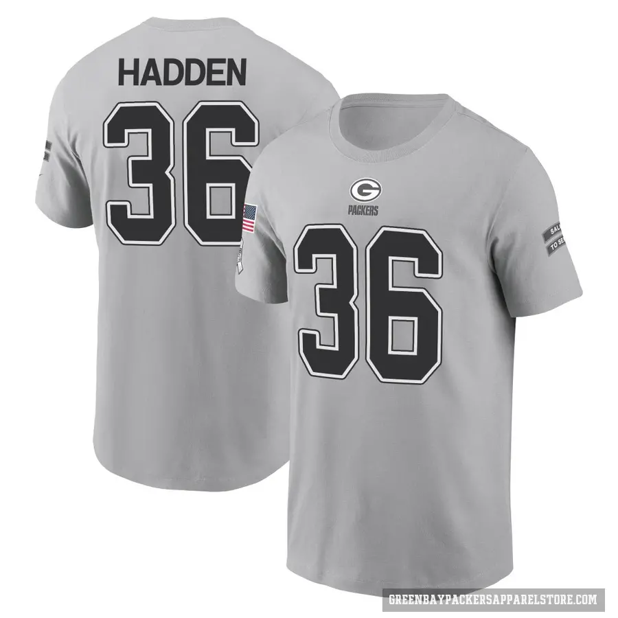 Men's ＃36 Kamal Hadden Green Bay Packers Gray 2024 Salute to Service T-Shirt