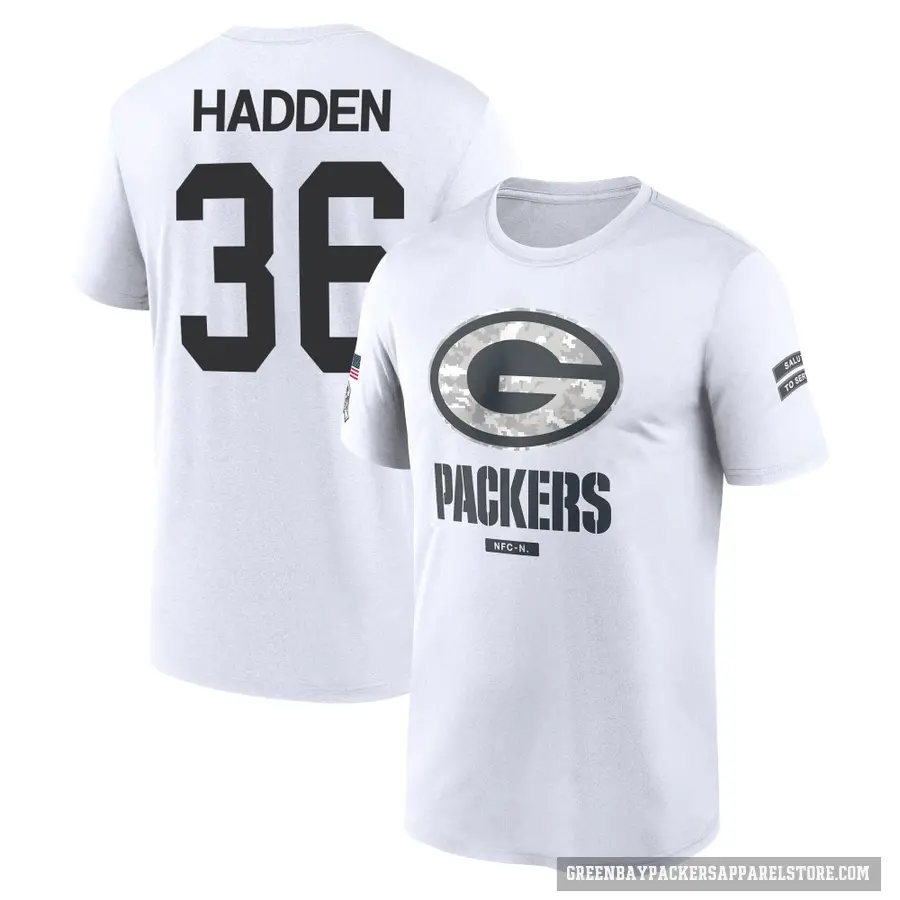 Men's ＃36 Kamal Hadden Green Bay Packers White 2024 Salute to Service Performance T-Shirt