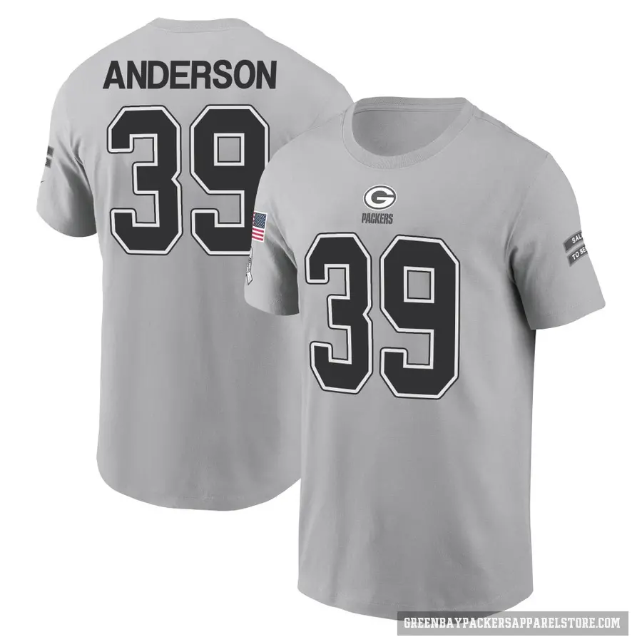 Men's ＃39 Zayne Anderson Green Bay Packers Gray 2024 Salute to Service T-Shirt