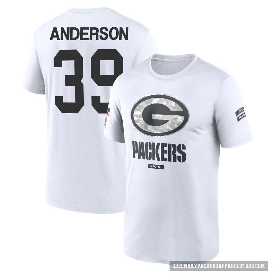 Men's ＃39 Zayne Anderson Green Bay Packers White 2024 Salute to Service Performance T-Shirt