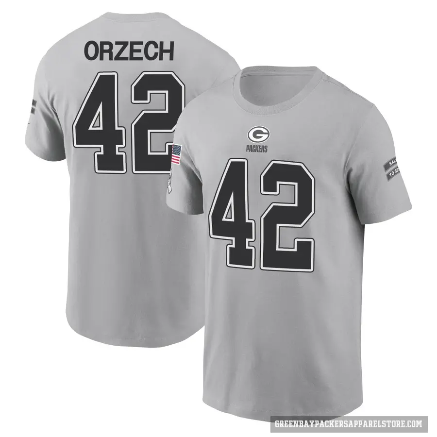 Men's ＃42 Matt Orzech Green Bay Packers Gray 2024 Salute to Service T-Shirt