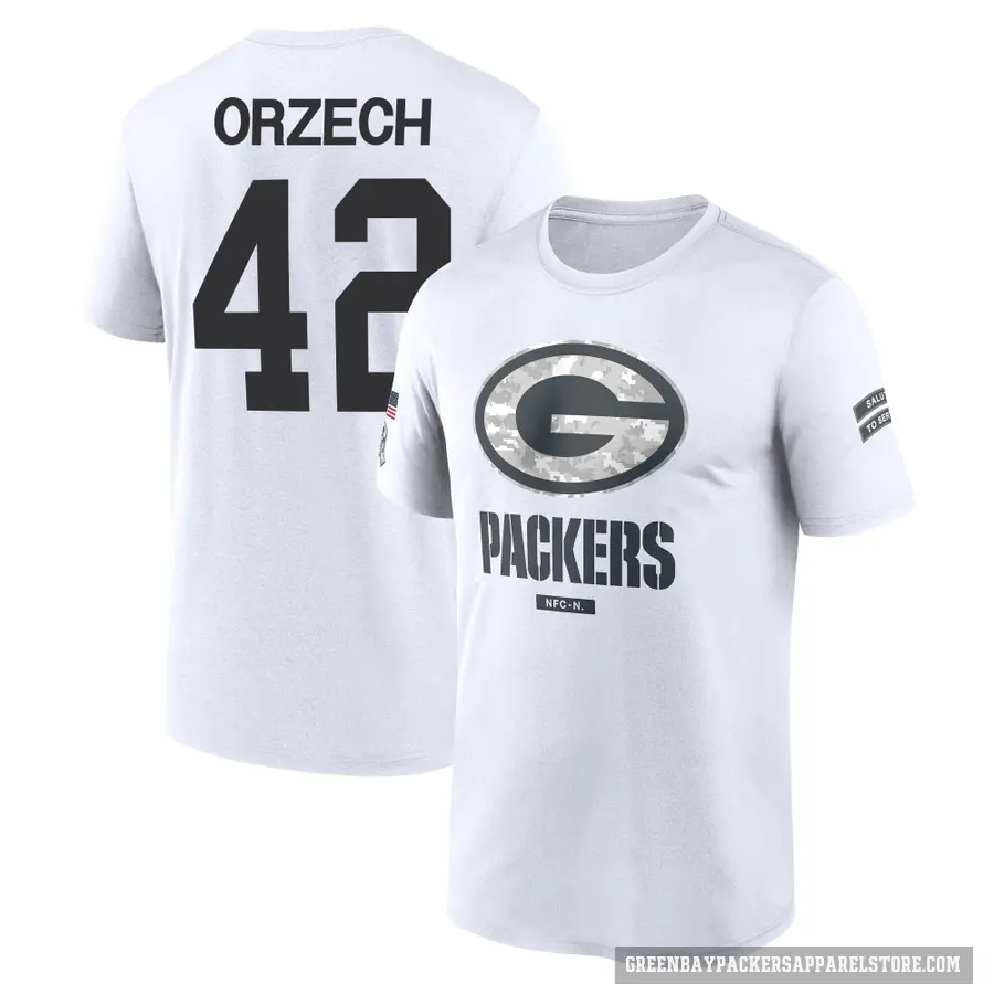 Men's ＃42 Matt Orzech Green Bay Packers White 2024 Salute to Service Performance T-Shirt
