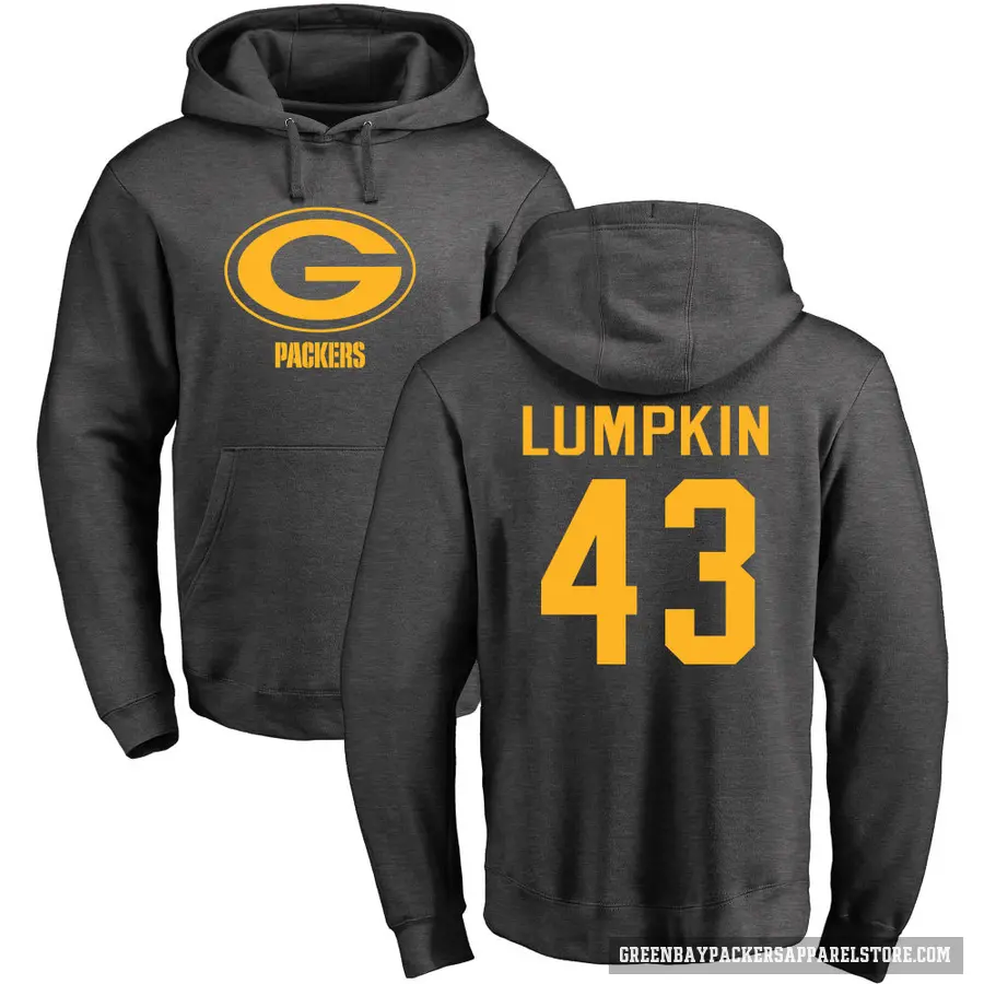 Men's ＃43 Johnny Lumpkin Green Bay Packers Pro Line by Branded Ash One Color Pullover Hoodie