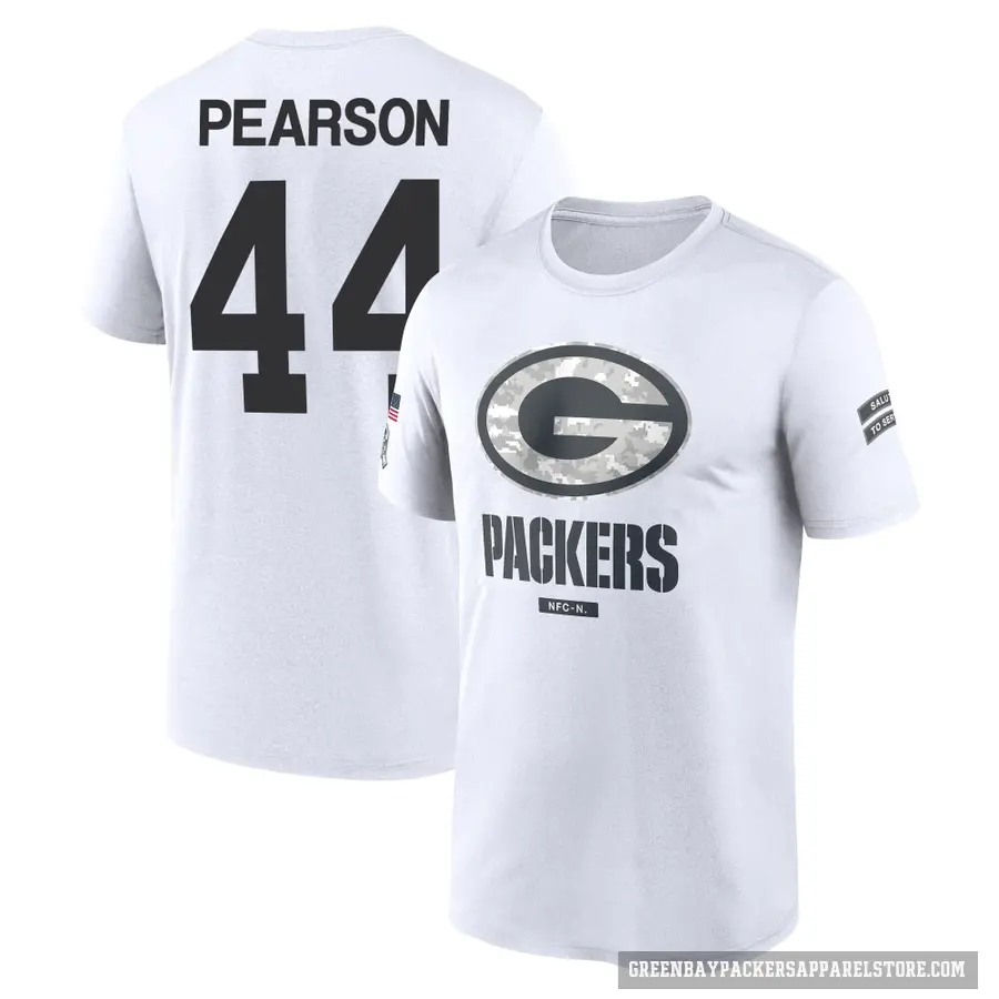 Men's ＃44 Henry Pearson Green Bay Packers White 2024 Salute to Service Performance T-Shirt