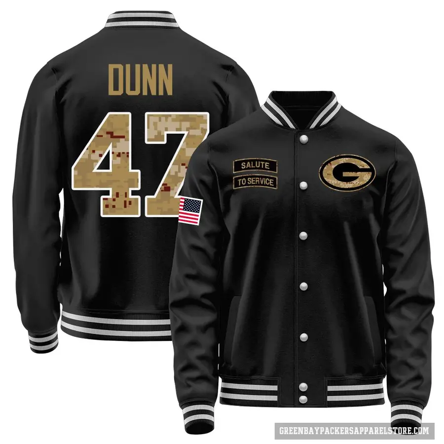 Men's ＃47 Isaiah Dunn Green Bay Packers Black Salute to Service Sideline Performance Jacket