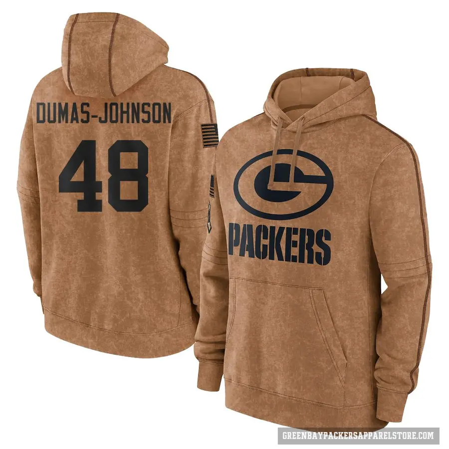 Men's ＃48 Jamon Dumas-Johnson Green Bay Packers Brown 2023 Salute To Service Club Pullover Hoodie