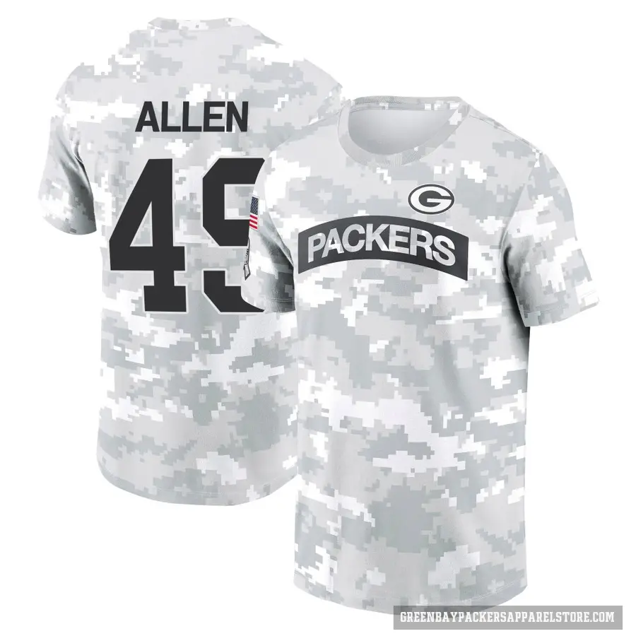 Men's ＃49 Austin Allen Green Bay Packers Camo Arctic 2024 Salute to Service Performance T-Shirt