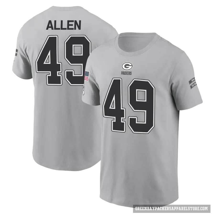 Men's ＃49 Austin Allen Green Bay Packers Gray 2024 Salute to Service T-Shirt