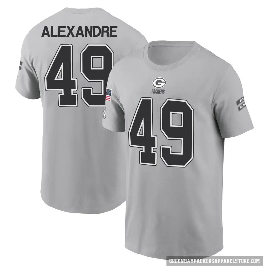 Men's ＃49 Deslin Alexandre Green Bay Packers Gray 2024 Salute to Service T-Shirt