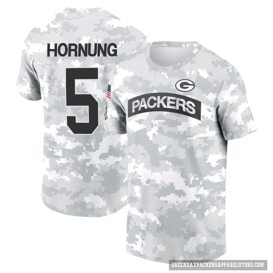 Men's ＃5 Paul Hornung Green Bay Packers Camo Arctic 2024 Salute to Service Performance T-Shirt