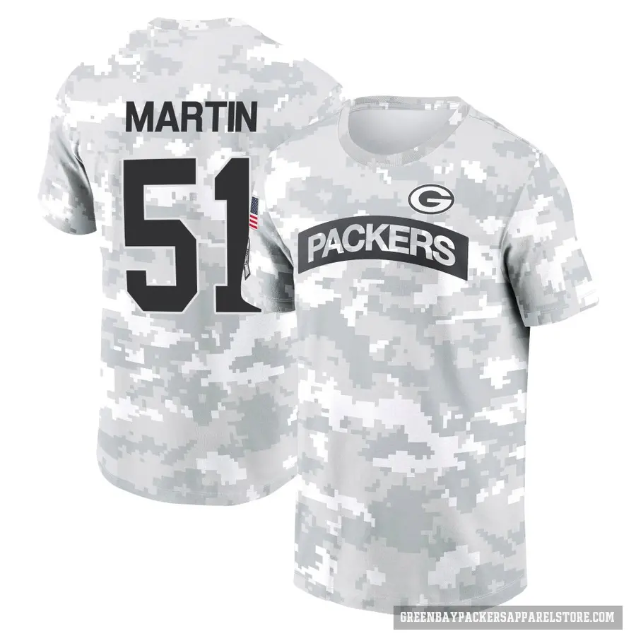 Men's ＃51 Jeremiah Martin Green Bay Packers Camo Arctic 2024 Salute to Service Performance T-Shirt