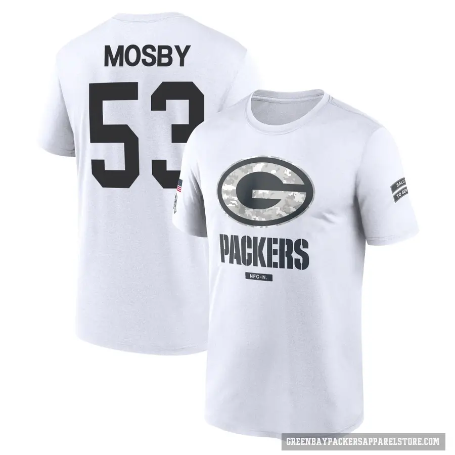 Men's ＃53 Arron Mosby Green Bay Packers White 2024 Salute to Service Performance T-Shirt