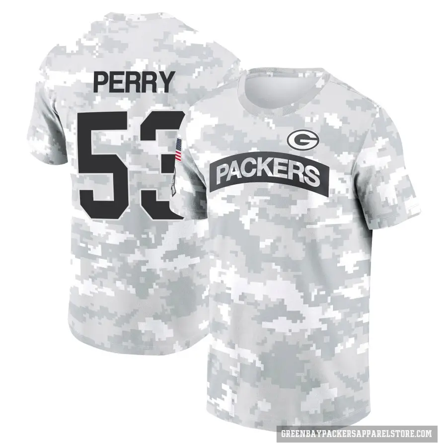 Men's ＃53 Nick Perry Green Bay Packers Camo Arctic 2024 Salute to Service Performance T-Shirt