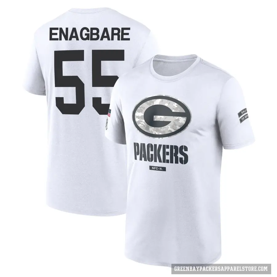 Men's ＃55 Kingsley Enagbare Green Bay Packers White 2024 Salute to Service Performance T-Shirt