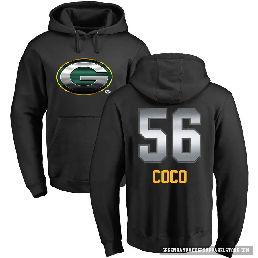 Men's ＃56 Jack Coco Green Bay Packers Black Midnight Mascot Pullover Hoodie