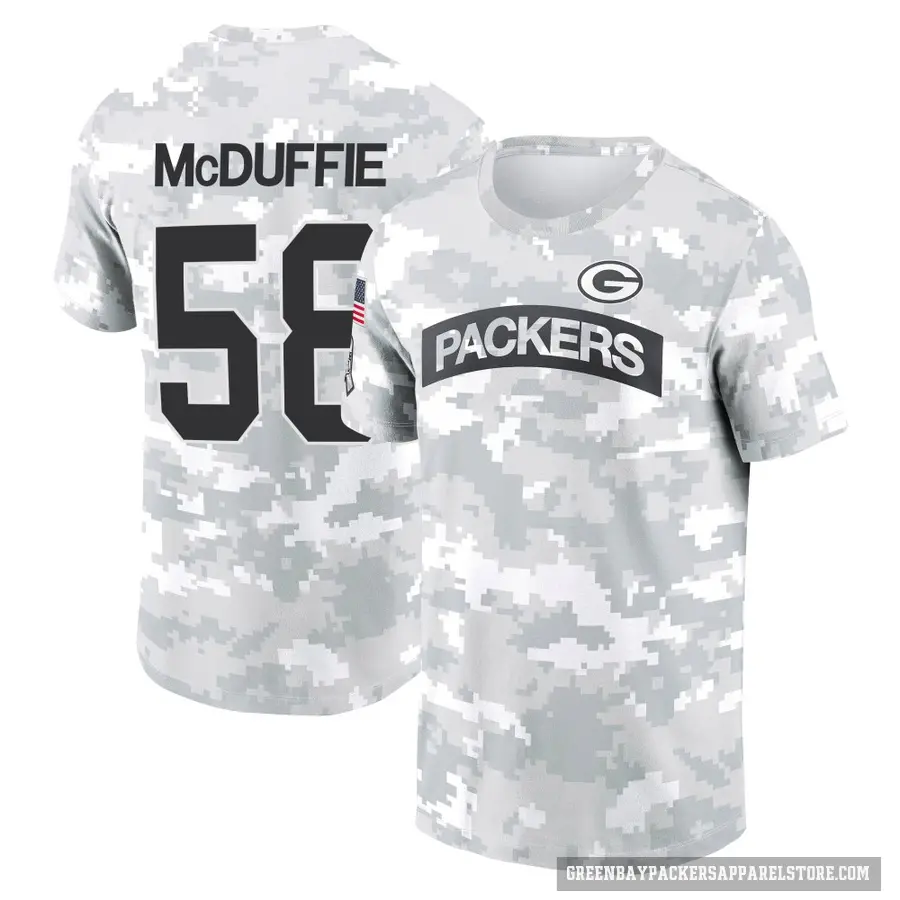 Men's ＃58 Isaiah McDuffie Green Bay Packers Camo Arctic 2024 Salute to Service Performance T-Shirt