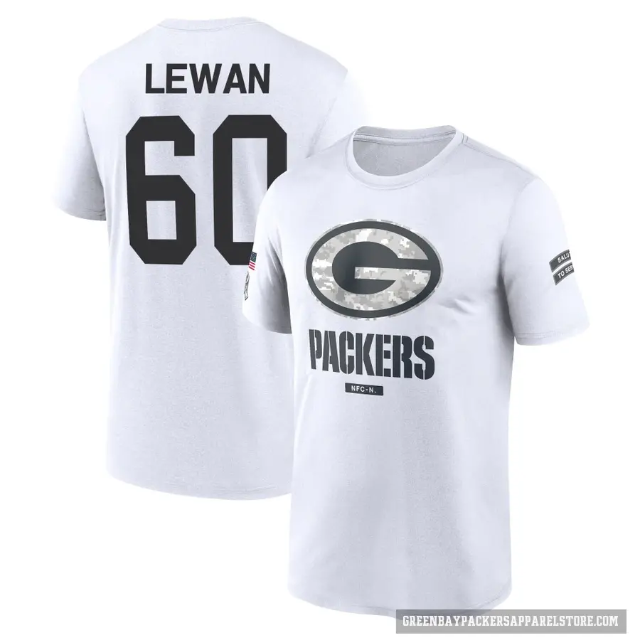 Men's ＃60 Jason Lewan Green Bay Packers White 2024 Salute to Service Performance T-Shirt
