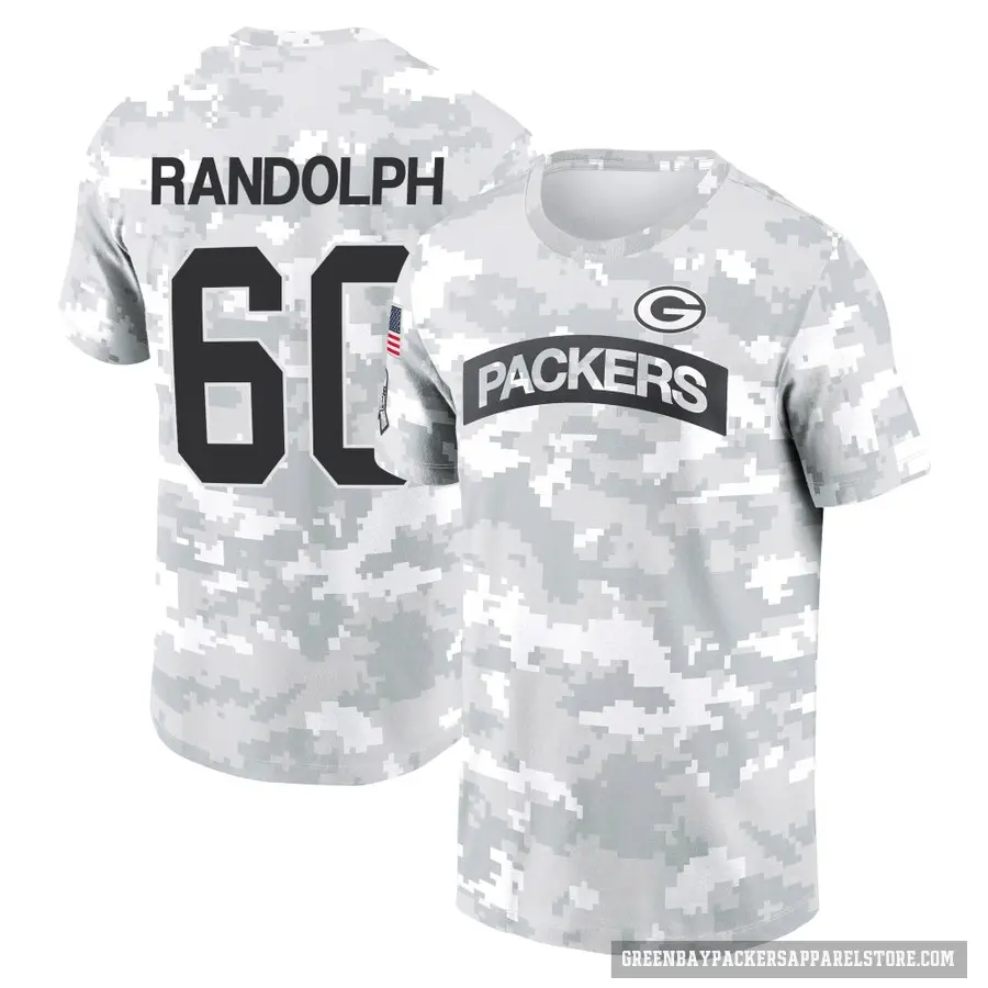 Men's ＃60 Keith Randolph Jr. Green Bay Packers Camo Arctic 2024 Salute to Service Performance T-Shirt