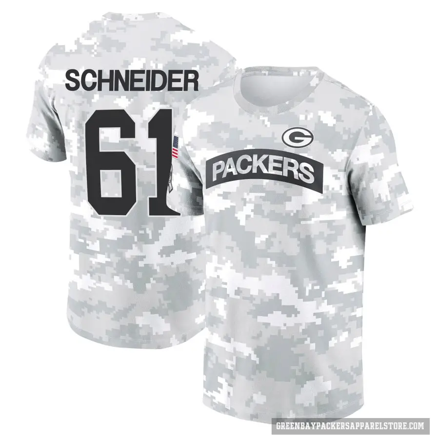Men's ＃61 Cole Schneider Green Bay Packers Camo Arctic 2024 Salute to Service Performance T-Shirt