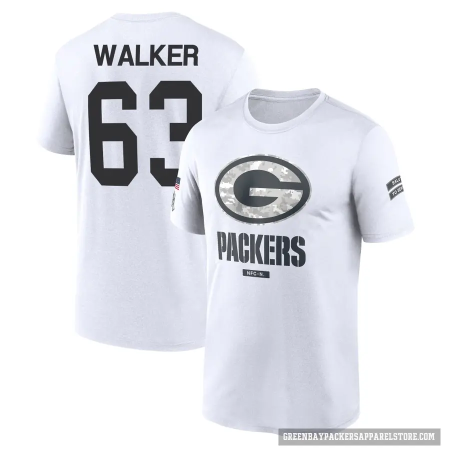 Men's ＃63 Rasheed Walker Green Bay Packers White 2024 Salute to Service Performance T-Shirt
