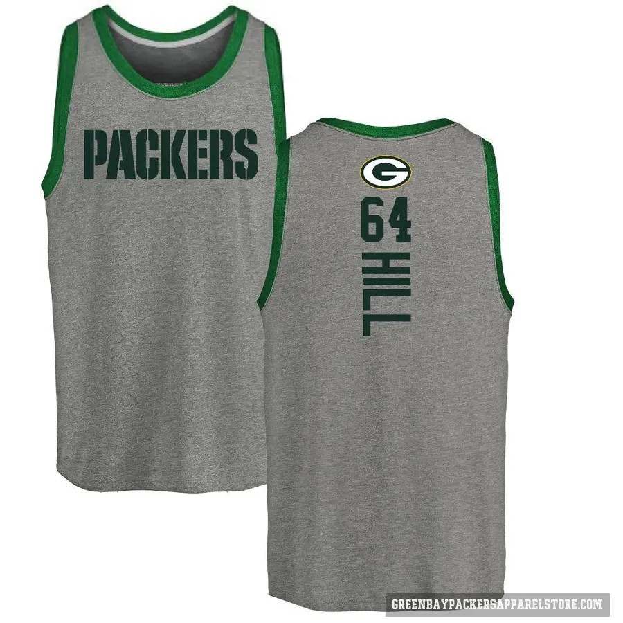 Men's ＃64 Trey Hill Green Bay Packers Ash Backer Tank Top