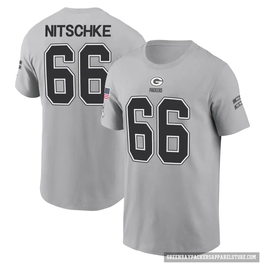 Men's ＃66 Ray Nitschke Green Bay Packers Gray 2024 Salute to Service T-Shirt