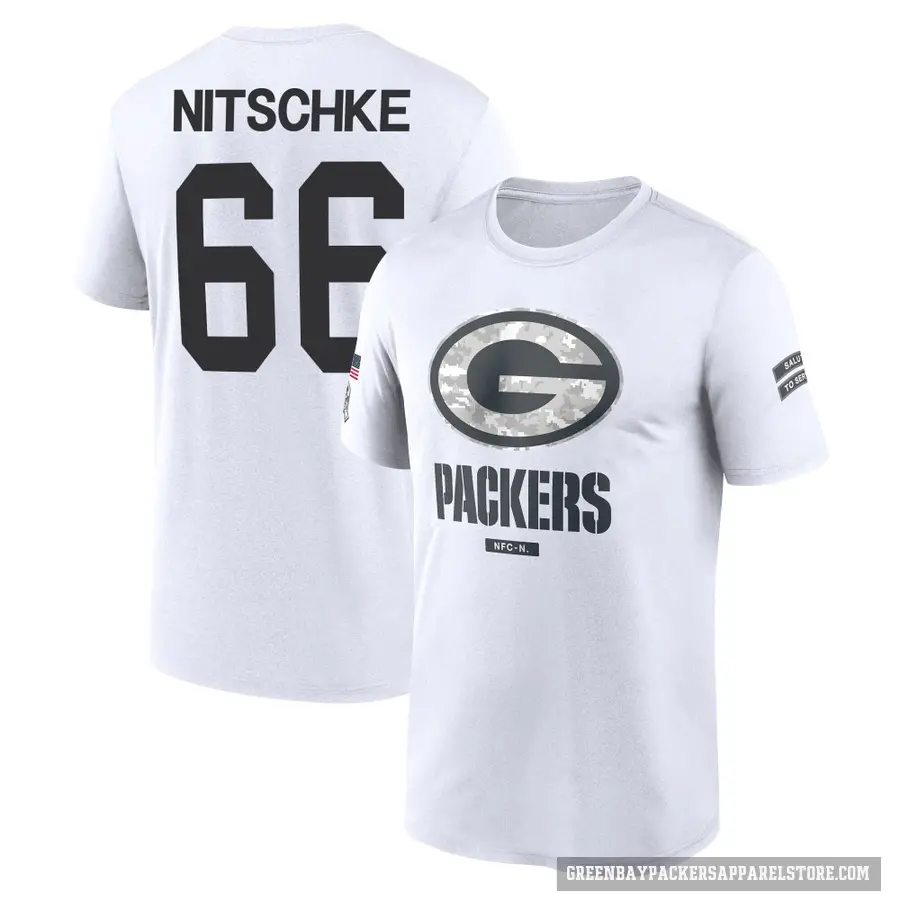 Men's ＃66 Ray Nitschke Green Bay Packers White 2024 Salute to Service Performance T-Shirt