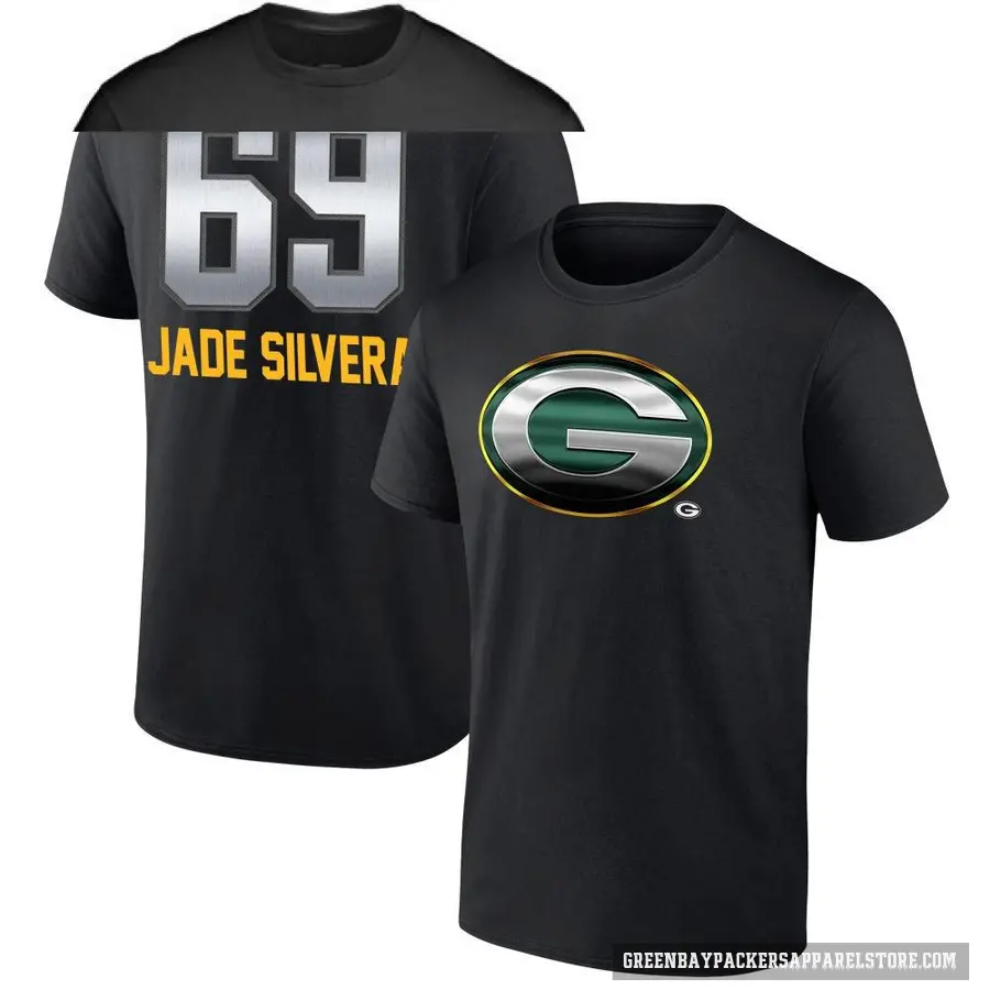 Men's ＃69 Nesta Jade Silvera Green Bay Packers Black Midnight Mascot T-Shirt