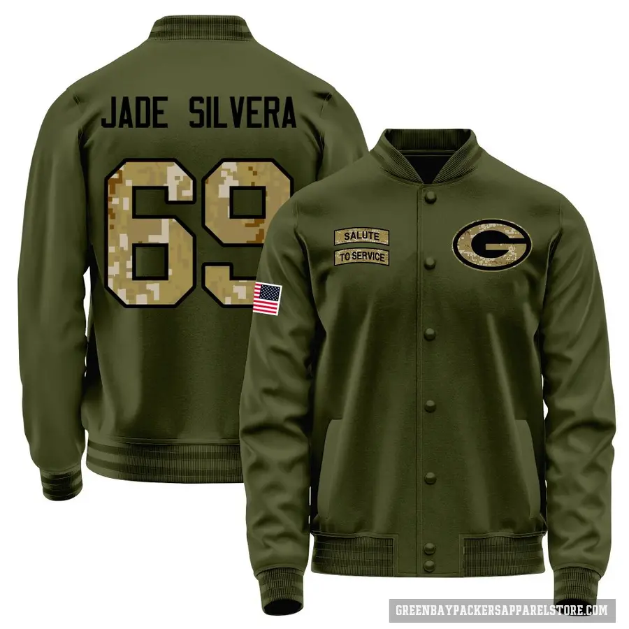 Men's ＃69 Nesta Jade Silvera Green Bay Packers Olive Salute to Service Sideline Performance Jacket