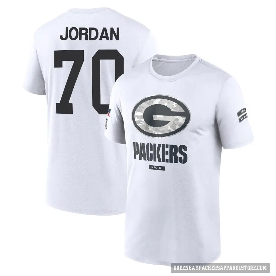 Men's ＃70 Michael Jordan Green Bay Packers White 2024 Salute to Service Performance T-Shirt