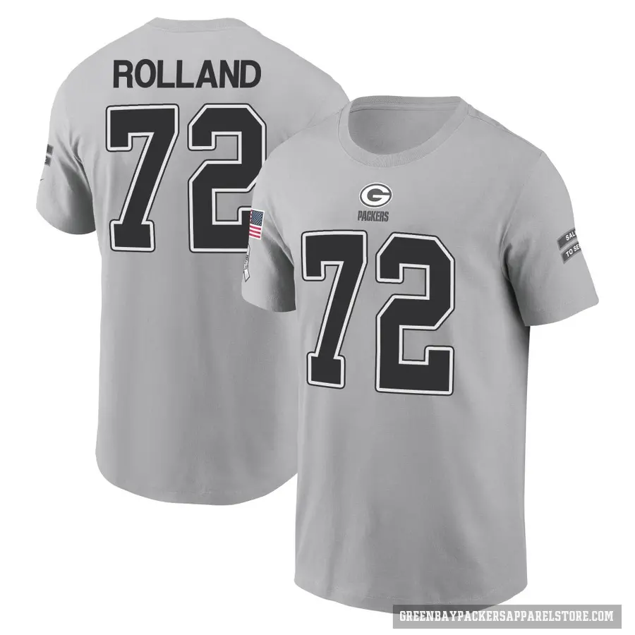 Men's ＃72 Spencer Rolland Green Bay Packers Gray 2024 Salute to Service T-Shirt