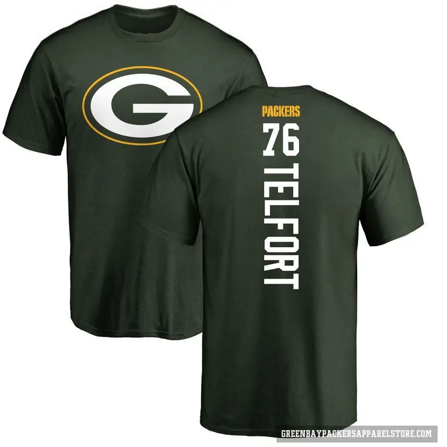 Men's ＃76 Kadeem Telfort Green Bay Packers Green Backer T-Shirt
