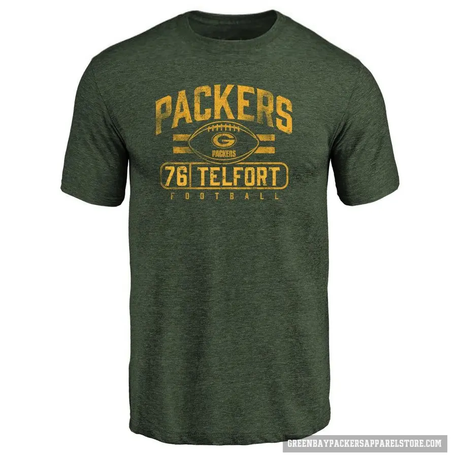 Men's ＃76 Kadeem Telfort Green Bay Packers Green Flanker T-Shirt