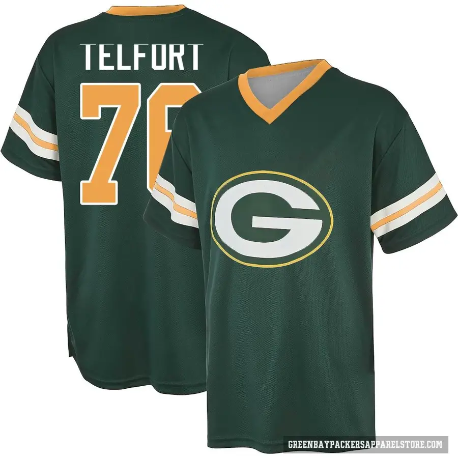Men's ＃76 Kadeem Telfort Green Bay Packers Green Game Day V-Neck T-Shirt