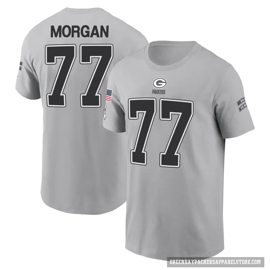 Men's ＃77 Jordan Morgan Green Bay Packers Gray 2024 Salute to Service T-Shirt