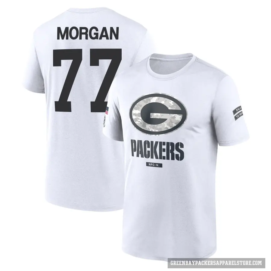 Men's ＃77 Jordan Morgan Green Bay Packers White 2024 Salute to Service Performance T-Shirt