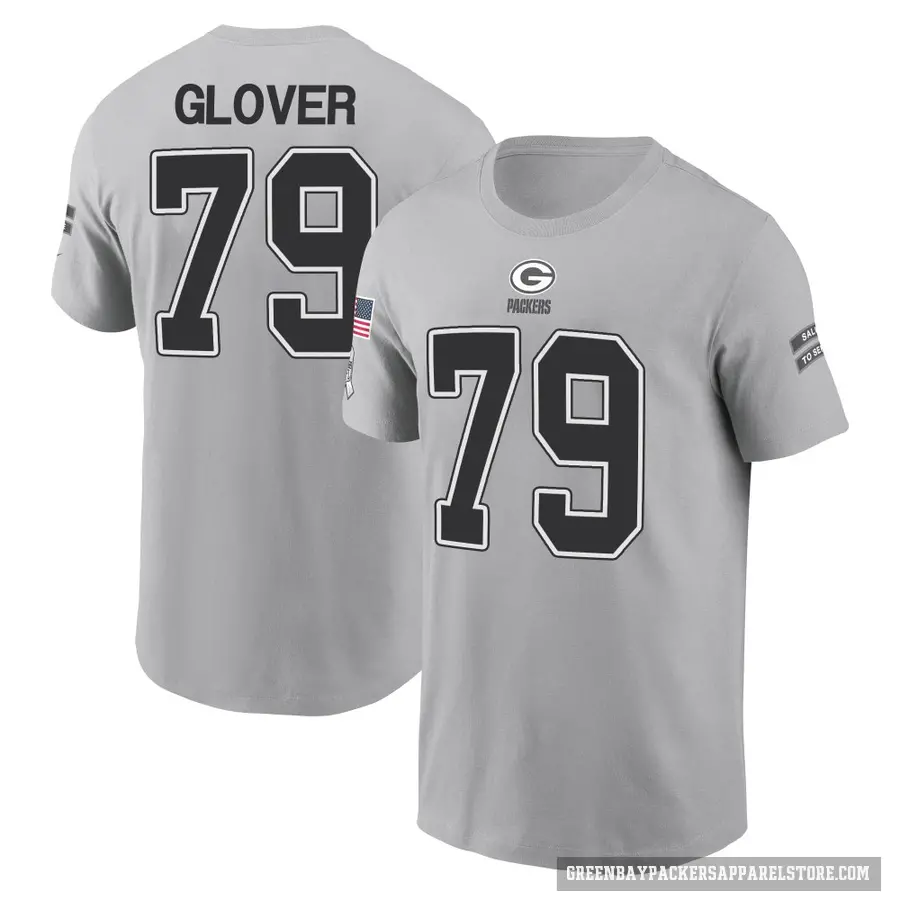 Men's ＃79 Travis Glover Green Bay Packers Gray 2024 Salute to Service T-Shirt