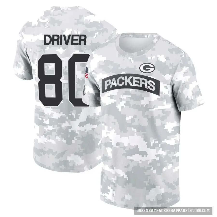 Men's ＃80 Donald Driver Green Bay Packers Camo Arctic 2024 Salute to Service Performance T-Shirt
