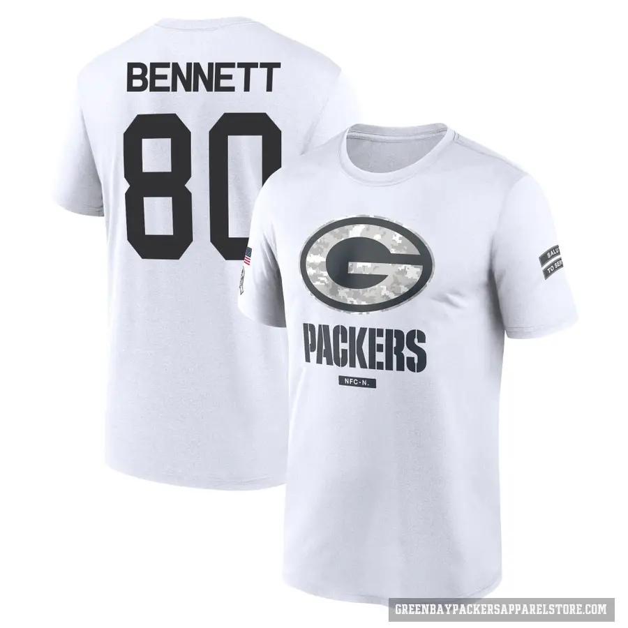 Men's ＃80 Martellus Bennett Green Bay Packers White 2024 Salute to Service Performance T-Shirt