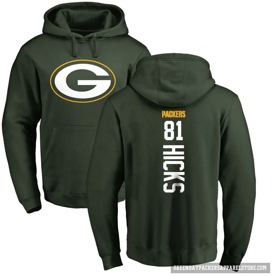 Men's ＃81 Julian Hicks Green Bay Packers Green Pro Line Backer Pullover Hoodie
