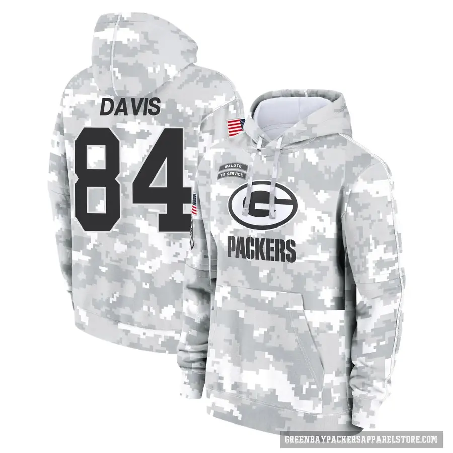 Men's ＃84 Tyler Davis Green Bay Packers Arctic Camo 2024 Salute to Service Club Fleece Pullover Hoodie